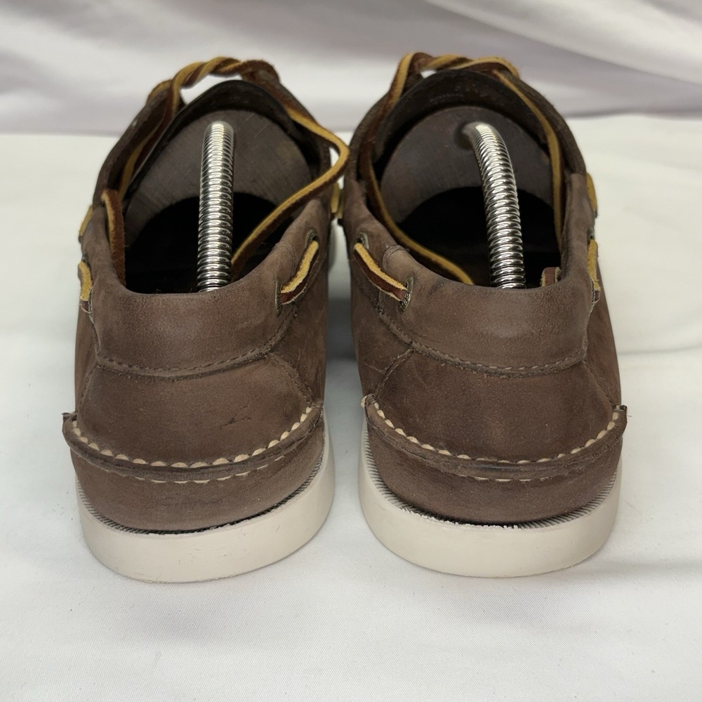 LL Bean Casco Bay Leather Boat Shoes Mens US 10.5 D Brown Moccasin Loafers‎ - Picture 5 of 14